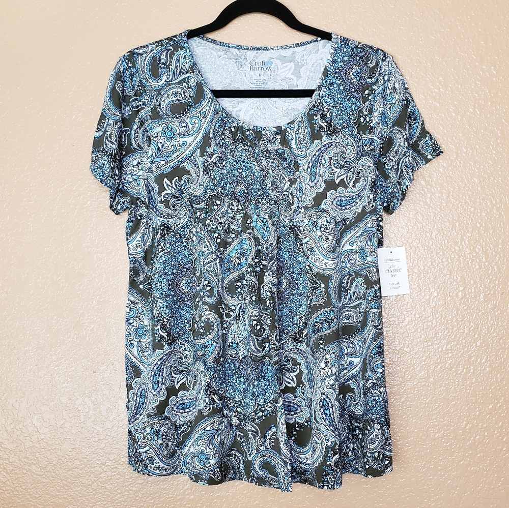 New Croft & Barrow Paisley Print Top - Size Medium